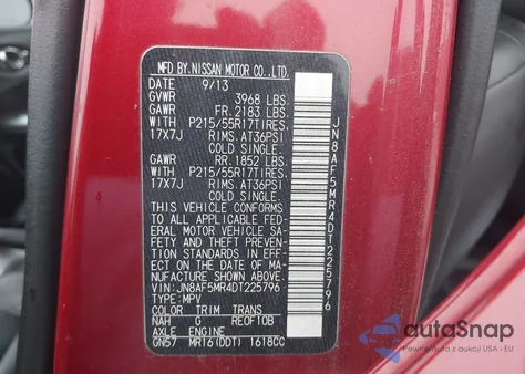 2013 Nissan Juke Sl z USA, uszkodzony, nr VIN JN8AF5MR4DT225796